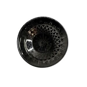 Arcoroc Pressed Glass Bowl Smoke Gray Starburst Diamond Pattern Made France